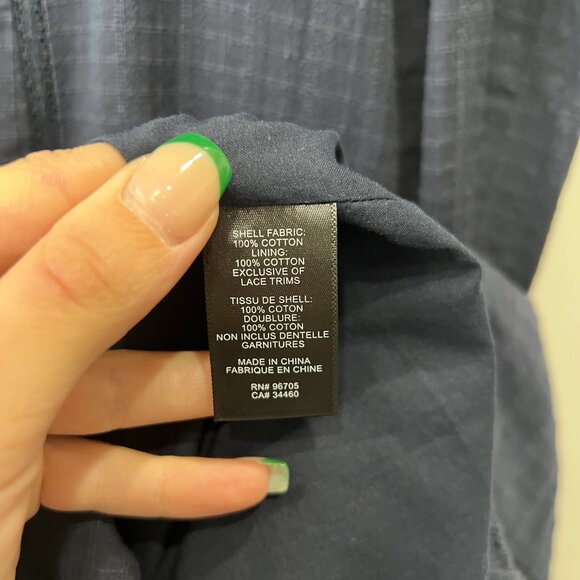 $375 NWT La Vie Blue Midnight Navy Ribbon Embroidered LS Dress size Medium - Picture 7 of 9